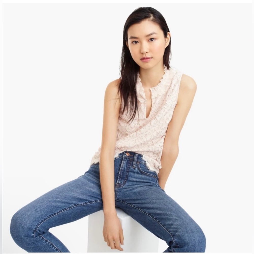 J. Crew Ruffle Sleeve Top in Dune Beige, Size Tall XL